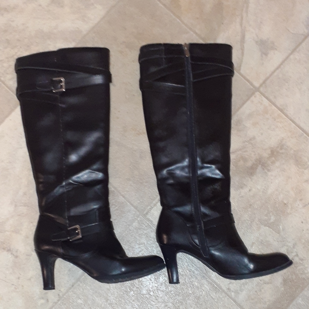 KNEE HIGH BLACK CHAPS BOOTS